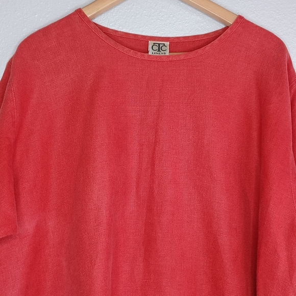 CTC Linens VTG 100% Linen Lagenlook Artsy Sz XL Boxy Fit Blouse - Picture 4 of 15